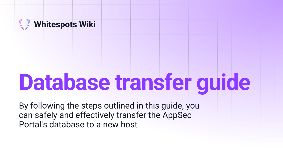 Database transfer guide | Whitespots Wiki
